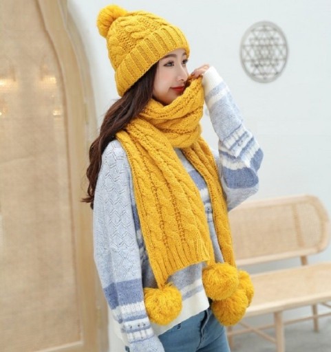 Conjunto de inverno feminino de gorro e cachecol
