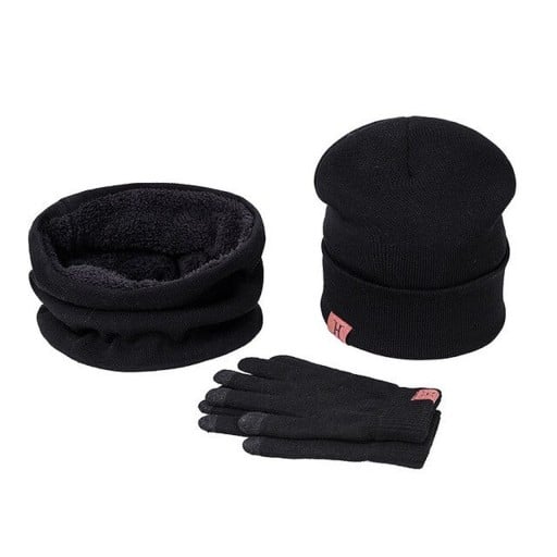 Conjunto de invierno de gorro con bufanda y guantes táctiles para mujeres y hombres Conjunto de algodón de punto suave Bufanda con forro
