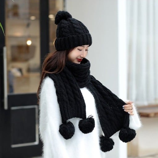 Conjunto de invierno para mujer de gorro y bufanda