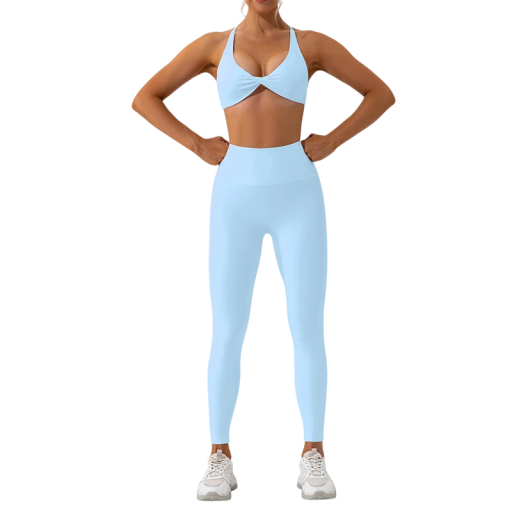Conjunto de leggings y sujetador deportivo para mujer, de un solo color