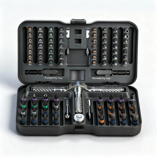 Conjunto de mala com ferramentas com catraca magnética para aparafusamento manual, reparações de eletrónica, casa e oficina em mala rígida