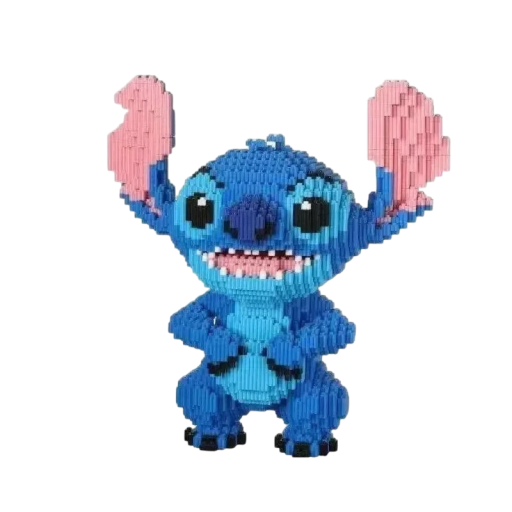 Conjunto de Montagem Stitch 30 x 28 cm 5600 peças Brinquedo de Montar para Crianças Figura de um Extraterrestre Azul de um Conto Decoração Criativa para o Quarto