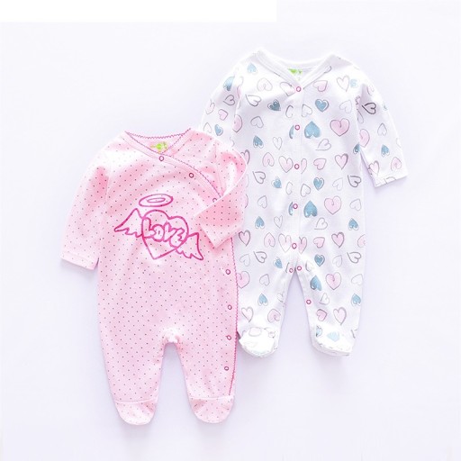 Conjunto de overoles para bebés con corazones - 2 piezas