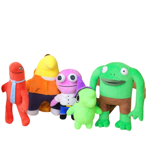 Conjunto de peluches Smiling Friends 5 pcs Figuras Charlie Alan Glep Mr. Frog Pim Peluches Macios Decoração Presente Colecção de Colecionador