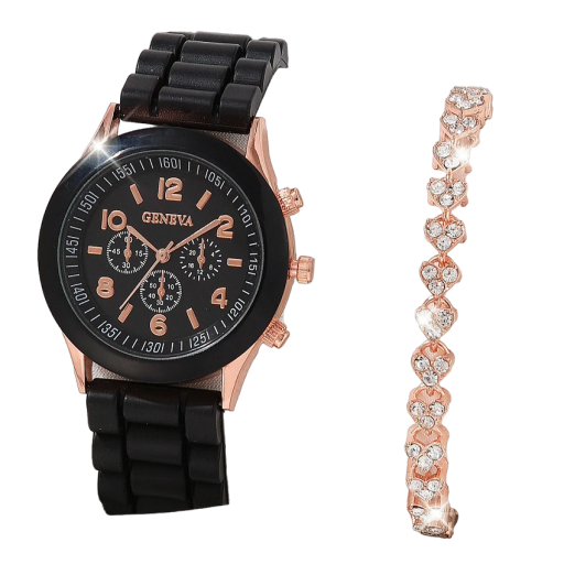 Conjunto de presente feminino de relógio e pulseira
