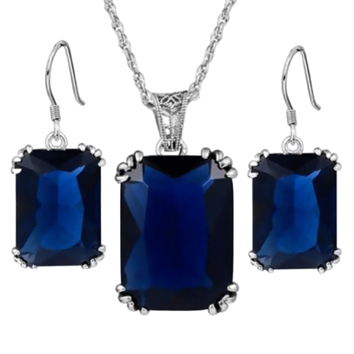 Conjunto de regalo para mujer collar y pendientes con piedra decorativa V185