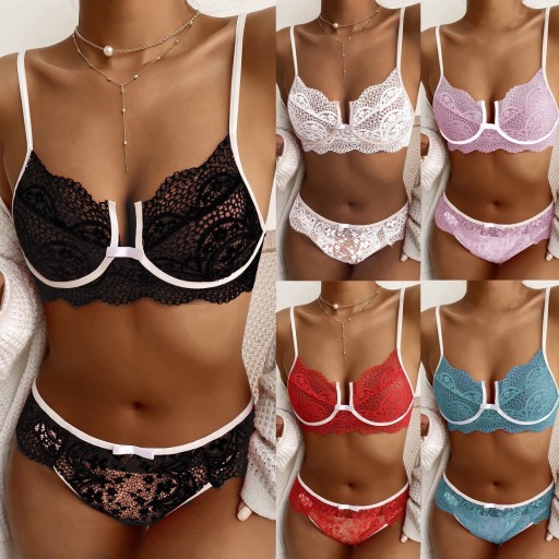 Conjunto de Renda Feminino - Sutiã e Cuecas P709