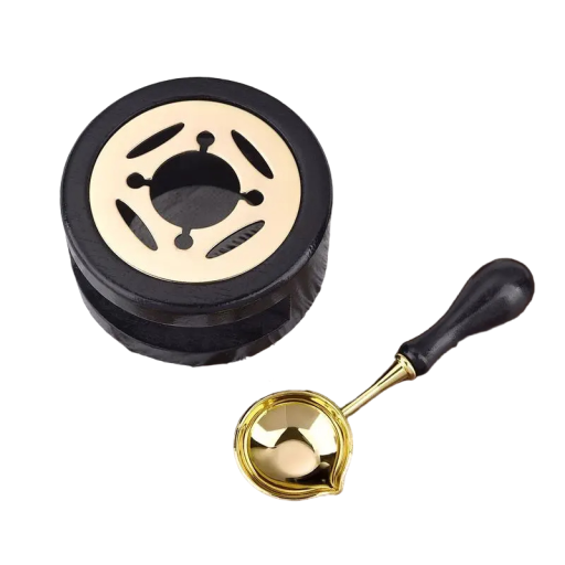 Conjunto de Selos 2 pcs Conjunto para Produção de Ceras de Selo Colher de Selo e Aquecedor de Cera de Selo