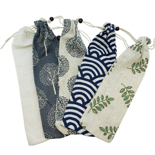 Conjunto de talheres de bambu com estojo 6 pcs