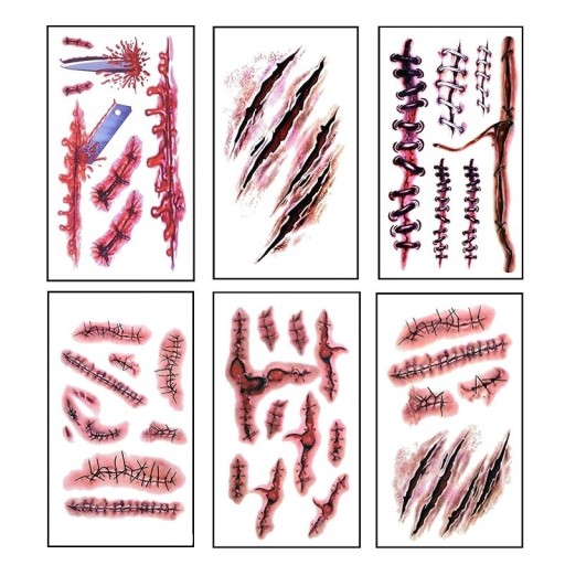 Conjunto de tatuagens adesivas de Halloween 6 pcs