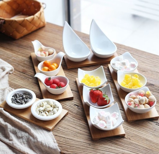 Conjunto de tigelas de porcelana com tabuleiro 3 pcs