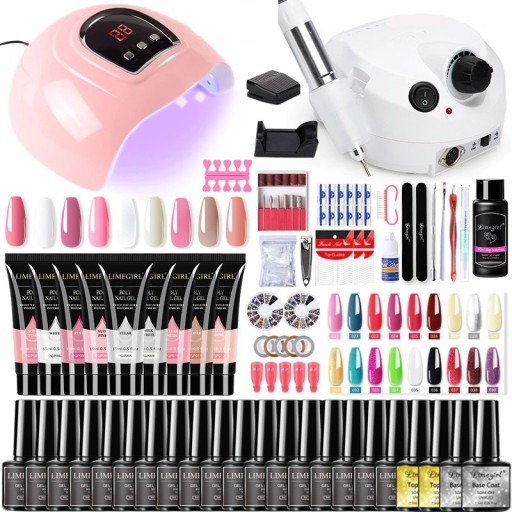 Conjunto de unhas com rebarbadora e lâmpada UV/LED
