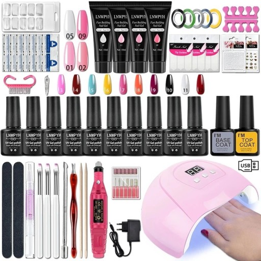 Conjunto de unhas de gel com lâmpada UV LED 34W Esmaltes de gel Manicure com acessórios Tratamento de unhas em casa Para iniciantes e profissionais