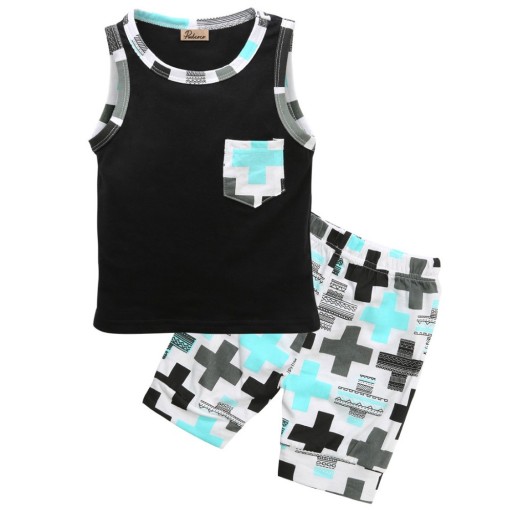 Conjunto de verano para niño - Camiseta sin mangas y pantalones cortos - Negro