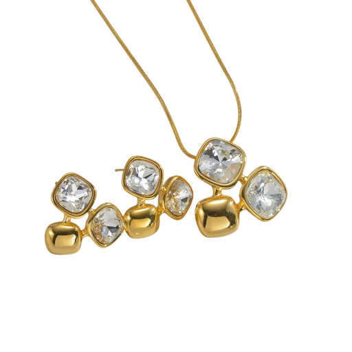 Conjunto en cascada collar y pendientes Acero inoxidable Joyería de moda moderna para mujeres San Valentín aniversario boda