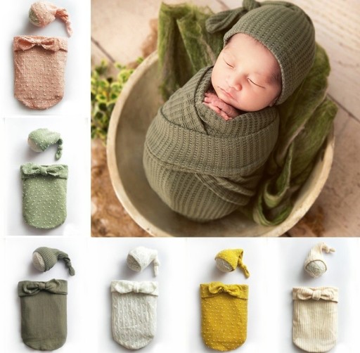 Conjunto infantil para fotografia com chapéu e saco