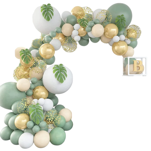 Conjunto para fazer guirlanda de balões 66 pcs Decoração para festa com balões verdes, brancos e dourados Balões insufláveis com cordão