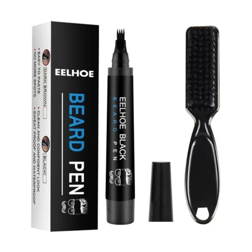 Conjunto para preenchimento de barbas com escova e lápis de cor Correção à prova d'água Barbas mais densas Cobertura de grisalhos