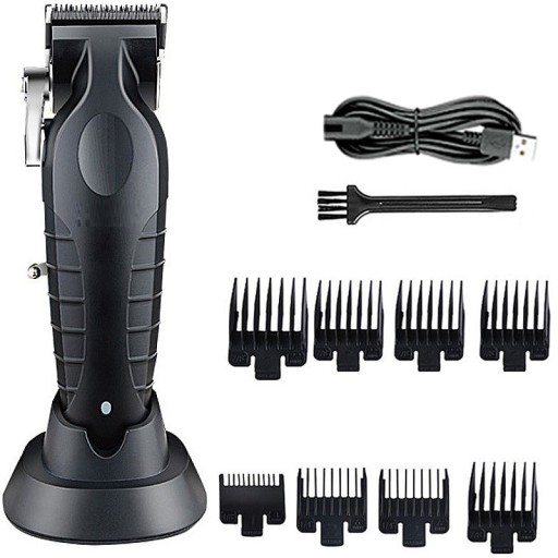 Conjunto profissional para cabelo e barba Máquina de cortar cabelo e barba com suporte de carregamento Máquina de barbear sem fios com 8 cabeçotes