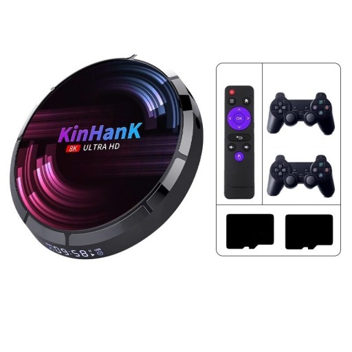 Consola de juegos retro con accesorios