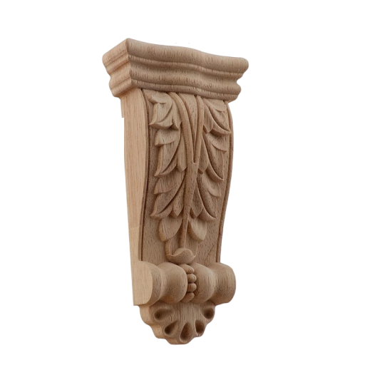 Console de madeira esculpida ornamento decorativo em forma de folha 14x7x2,5 cm madeira maciça natural castanho para móveis e interiores