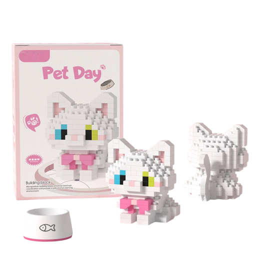 Construção Munchkin gato 4,5 x 5,6 x 5,4 cm 213 pcs Mini construção de gato para crianças Construção de animais adoráveis Brinquedo criativo