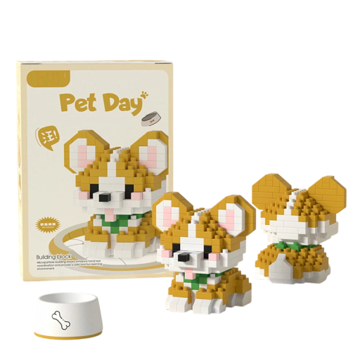 Construction Corgi 5,2 x 5,6 x 5,4 cm 231 pièces Mini construction de chien pour enfants Construction d'animaux mignons Jouet créatif pour enfants Mini modèle de chiot