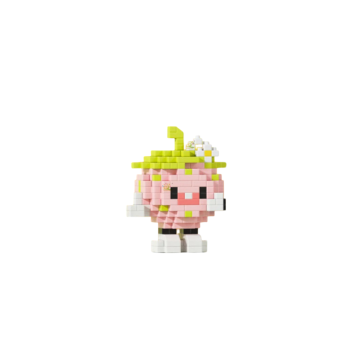 Construction de figurine fraise 6,72 × 5,6 × 4,4 cm 273 pièces Mini construction créative pour enfants et adultes Modèle rose de fraise en petites
