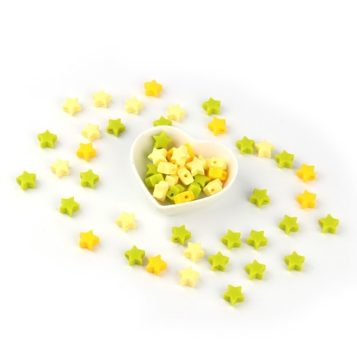 Contas de silicone em forma de estrelas - 40 unid