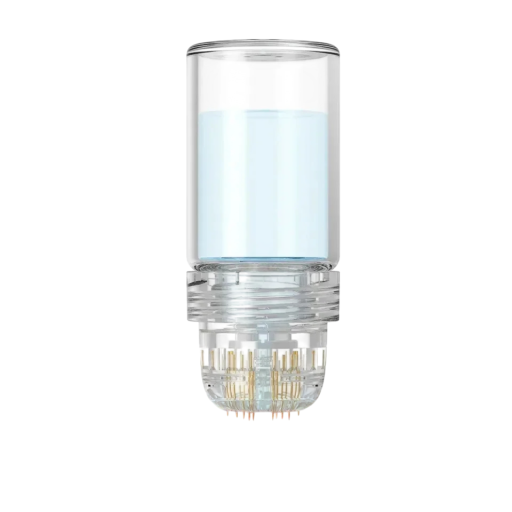 Contenitore con microaghi 20 pin 1,0 mm aghi in titanio contenitore in vetro testa in plastica trasparente applicazione sieri per la cura della pelle