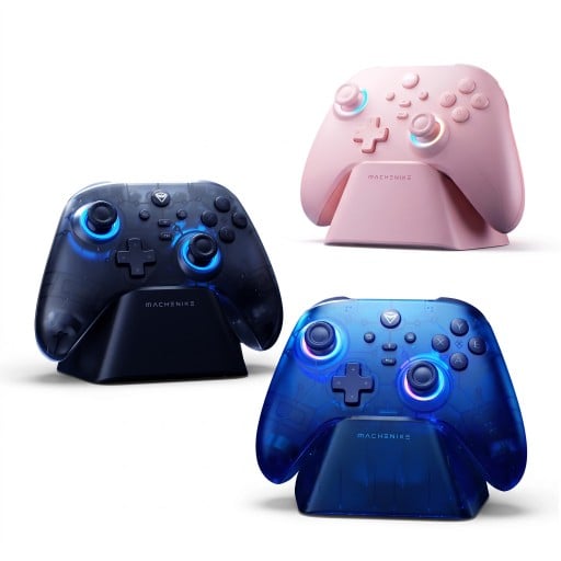 Controlador de jogos Bluetooth e com fio com efeito Hall e retroiluminação RGB e estação de carregamento para PC Steam Nintendo Switch iPhone