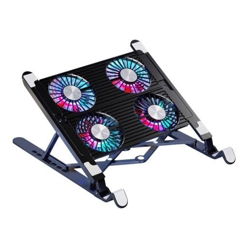Cooler para notebook de 13 a 17,3 polegadas com 4 ventiladores, base de refrigeração dobrável e suporte ajustável para laptop preto