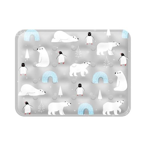Cooling Mat for Dogs 50 x 60 cm Grey with Polar Bear Design Gel Mat with Polymer Filling for Cooling Animals