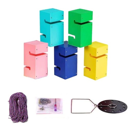 Cooperative Tower Building Game with Ropes and Hoist, Set of 5 Pieces 15 x 7.5 x 7.5 cm, Toy for Team Building and Outdoor Activities