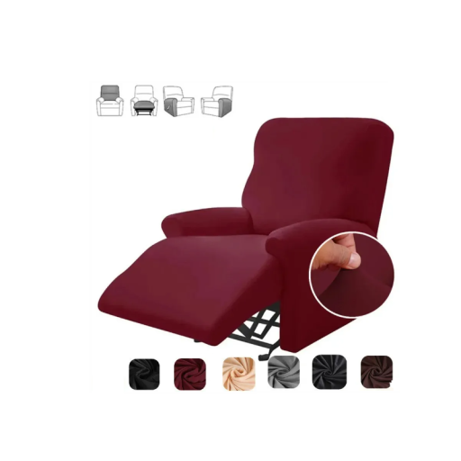 Copertura colorata per poltrona relax con 4 pezzi in materiale elastico e liscio