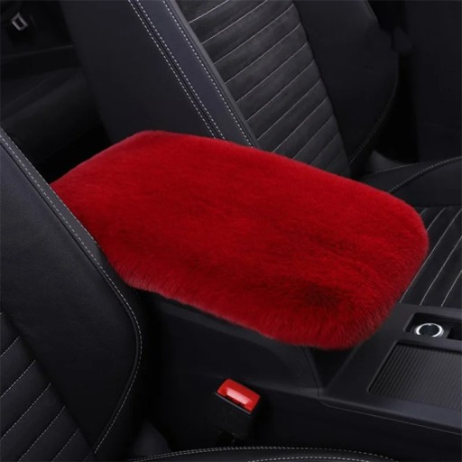 Copertura per bracciolo auto 29 x 19,5 cm Copertura in peluche rosso riscaldante in finta pelliccia di coniglio Copertura morbida e soffice