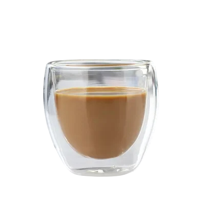 Copo de vidro com dupla parede 150 ml Copo transparente sem pega Pequeno copo térmico para café, chá, cappuccino Apresentação moderna de bebidas quentes