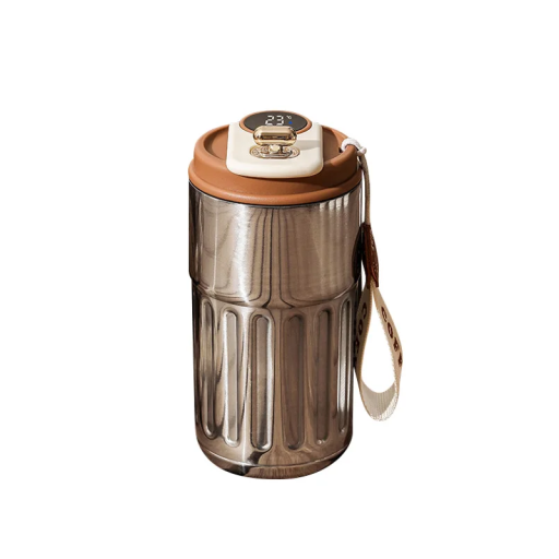 Copo Térmico 450ml com Display Digital de Temperatura Copo de Bebida em Aço Inoxidável 316 6x18cm Termo com Abertura para Beber Copo de Viagem