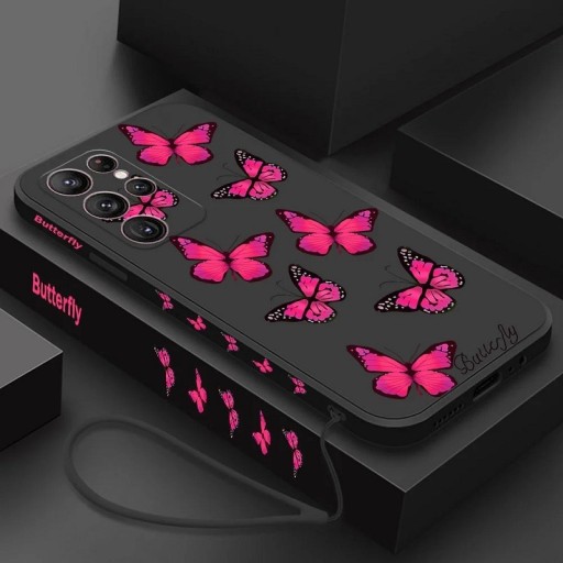 Coque de protection avec motif de papillons pour Samsung Galaxy S22 Ultra