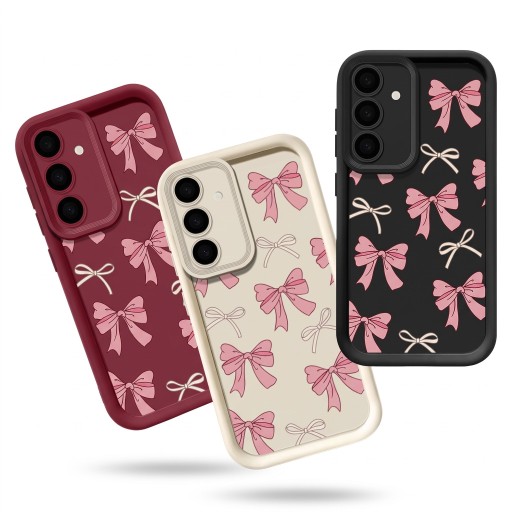 Coque de protection en silicone pour Samsung Galaxy A56 avec impression de nœuds et de petits yeux Bord surélevé autour de l'appareil photo Bord avant surélevé Coque flexible
