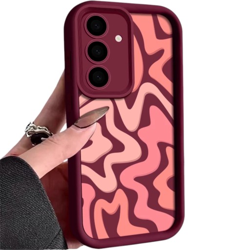 Coque en silicone pour mobile Samsung Galaxy A37 S avec graphique de lignes ondulées Bords surélevés Protection de l'objectif surélevée Pour un usage quotidien
