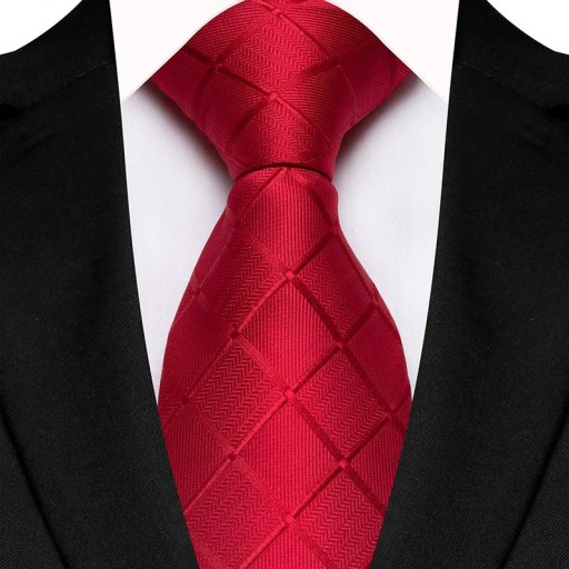 Corbata de seda a cuadros rojos 145 x 8 cm Corbata de lujo para hombre Eventos sociales y empresariales Accesorio elegante Seda de alta calidad