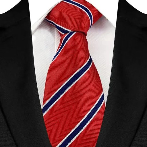 Corbata de seda roja con rayas azules 145 x 8 cm Corbata de lujo para hombre para traje Corbata elegante Accesorio formal Corbata social
