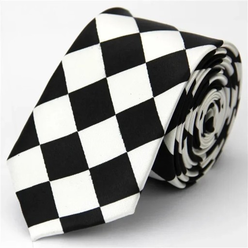 Corbata fina a cuadros blancos y negros 145 x 5 cm Corbata unisex elegante Corbata estampada moderna Accesorio de moda para hombres y mujeres para eventos formales e informales