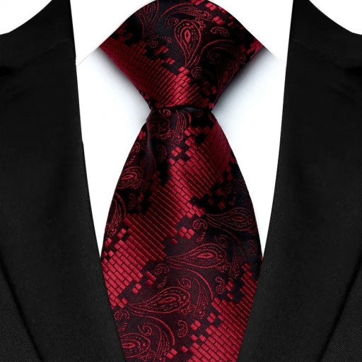 Corbata roja de hombre con estampado distintivo 145 x 8 cm Eventos sociales y empresariales Material de calidad Corbata elegante Accesorio elegante