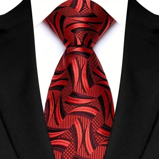 Corbata roja de seda con estampado distintivo Corbata de lujo para hombre 145 x 8 cm Eventos sociales y empresariales Accesorio elegante Seda de alta calidad