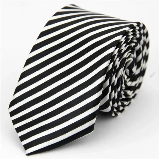 Corbata unisex fina de rayas blancas y negras 145 x 5 cm Corbata estrecha elegante Corbata elegante para hombre y mujer Accesorio de moda para conjuntos sociales y laborales