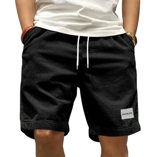 Cord-Shorts für Herren im Retro-Stil, lässig, atmungsaktiv, mit Kordelzug, elastischer Taille, knielang, bequeme Passform