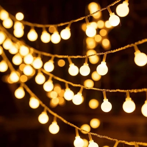 Corda de Luzes de Natal com Bolas LED Corda de Luz Externa 12 m 100 LED