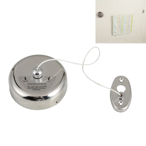 Corda de secar retráctil de 2,8 m em nylon com suportes em inox para casa de banho e varanda